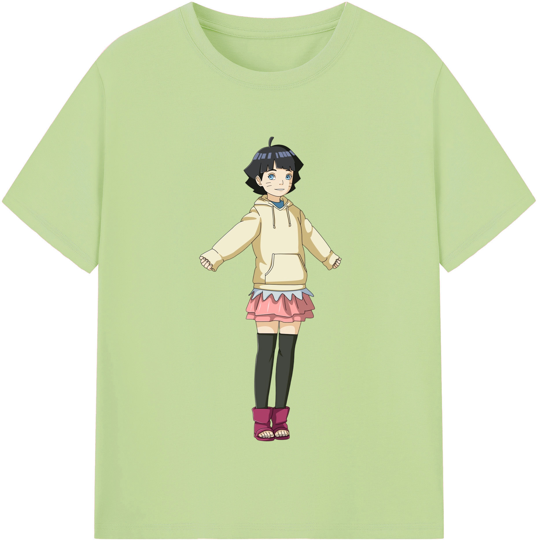 （画像用） NARUTO -ナルト- うずまき ヒマワリ Uzumaki Himawari 綿100％半袖Tシャツ（フロントプリント）